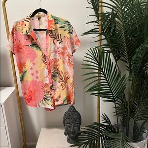 Floral Tropical Button-Up Romper